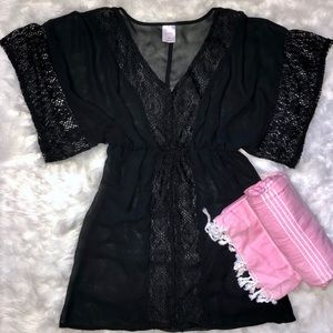🌴 BOGO Black Lace Detail Swim Coverup